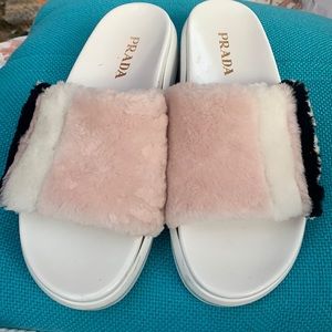 Prada once in a lifetime faux fur made in Serbia size 7 outstanding Slip on shoe